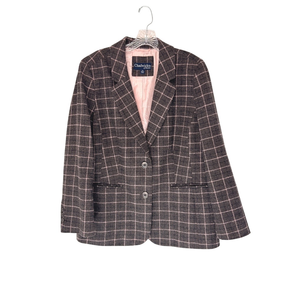 Chadwicks of Boston Blazer Women's Plaid Preppy Academia Scholarly Work Size 16W
